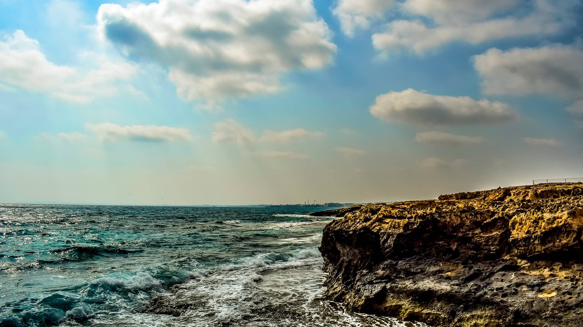 coast cape sea clouds horizon  