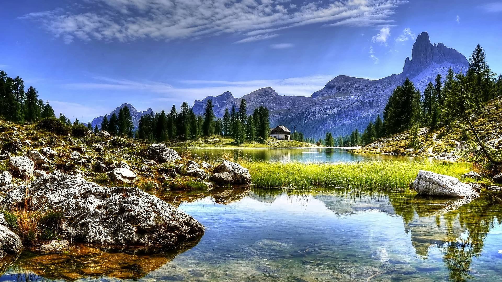 dolomites mountains lake italy  