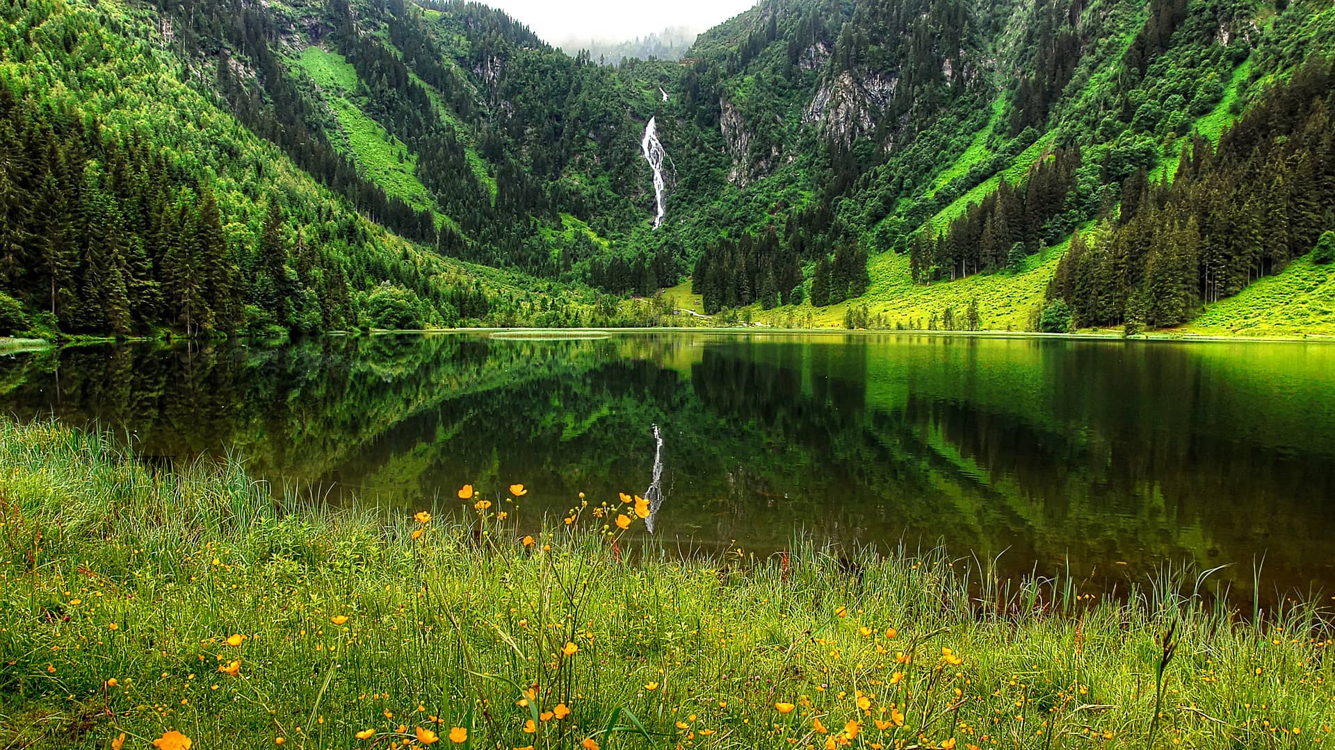 schladming lake nature landscape  