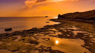 sunset beach sea water horizon  